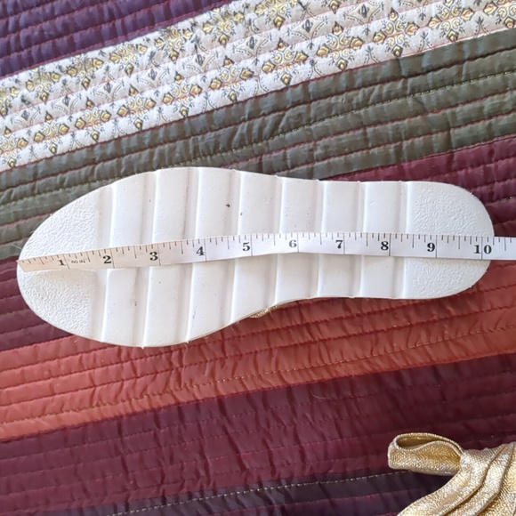 SAMANTHA GAIMO* espadrille slide imported from Spain oversized bow gold - Picture 12 of 13